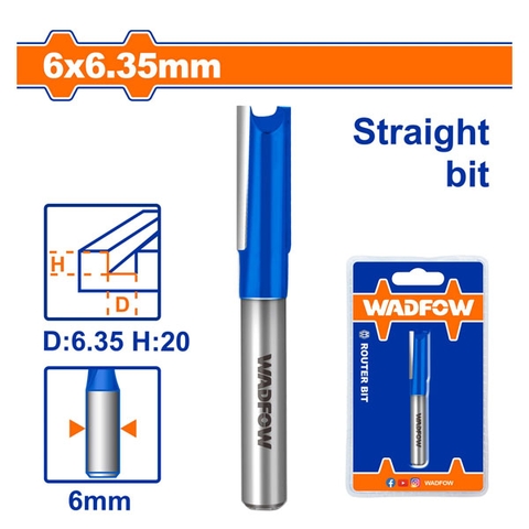 Mũi phay gỗ thẳng 6x6.35mm WADFOW WRG1401