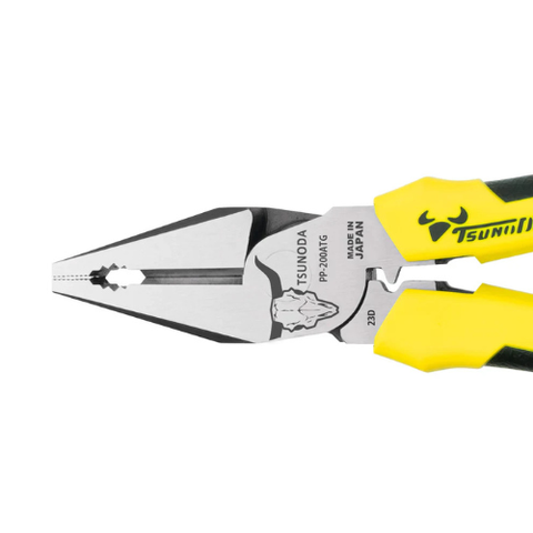 Kìm điện đa năng dài 200mm có bấm cos cán đúc Tsunoda PP-200ATG