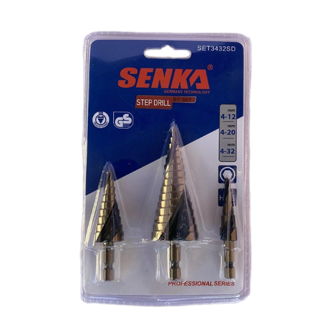 Bộ 3 mũi khoan tháp từ 4-12mm, 4-20mm và 4-32mm Senka 4122032SD