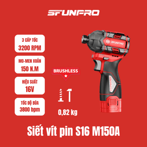 Máy siết vít pin 16V 50N.m Sfunpro S16M50B