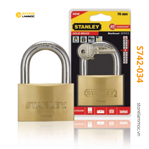 Ổ khóa đồng thau càng tiêu chuẩn ngàm rộng 70mm Stanley S742-034