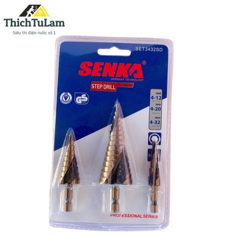 Bộ 3 mũi khoan bậc Sắt - Thép 4-12/4-20/4-32mm Senka 4122032SD