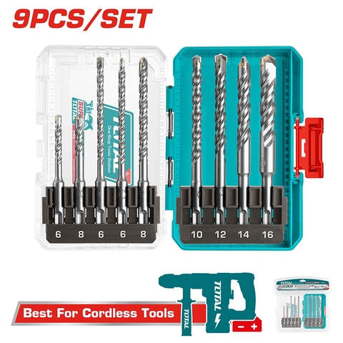 Bộ 9 mũi  khoan bê tông  đuôi gài SDS Total TACSDL30906