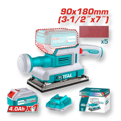 Máy chà nhám rung pin 20v chữ nhật 90mm x 180mm Total TFSLI20311 (1pin 4Ah + 1 sạc )