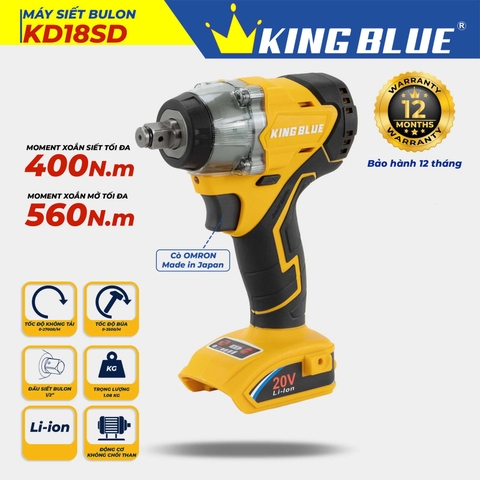 Thân máy bắn bu lông 18V Kingblue KD18SD (Chân pin Dewalt)