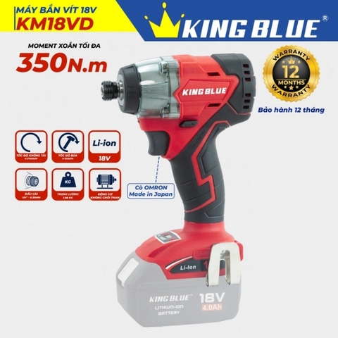 Thân máy bắn vít pin 18V, lực siết 560Nm Kingblue KM18VD (Chân pin Makita)