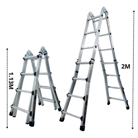 Thang nhôm rút chữ A 4 bậc cao 2.0m SUMIKA SKM404