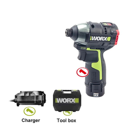 Máy bắn vít pin 12V, 140Nm Worx Green WU132-11 (1 pin 2Ah + 1 sạc 1.5Ah)