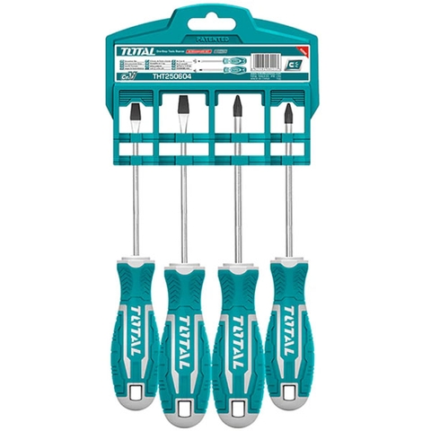 Bộ tuốc nơ vít dẹp và bake 4 chi tiết Total THT250604