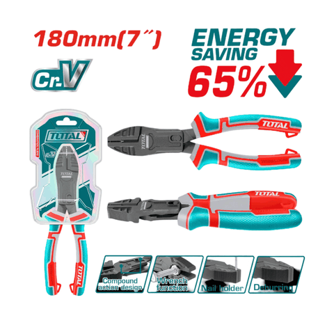 Kìm mỏ bằng dài 180mm trợ lực 65% cao cấp Total THTC510706