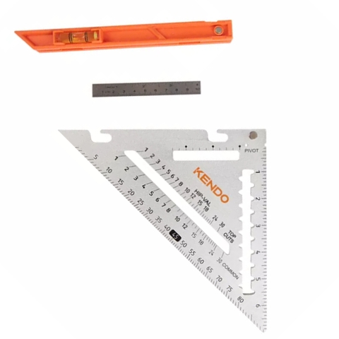 Thước nhôm tam giác đa chức năng 185mmx260mm/ 7inch Kendo 35315