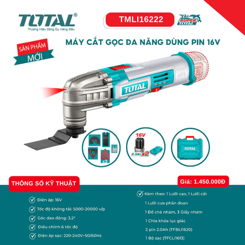 Máy cắt góc đa năng pin 20V( 1pin 2Ah + 1sạc) Total TMLI16222