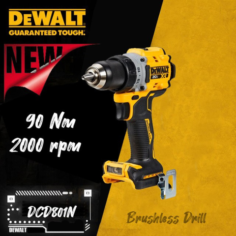 Máy khoan pin 20V lực 90Nm Anti Rotation Dewalt DCD801N