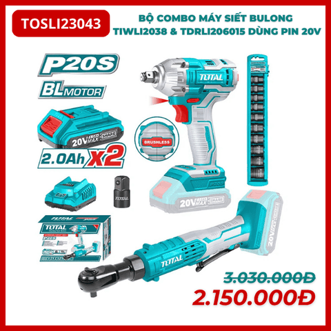 Combo máy bắn bu lông pin 20V Total TOSLI23043