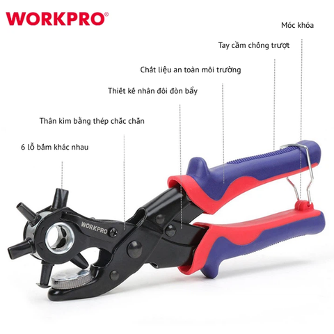 Kìm bấm lỗ da 5 đầu Workpro WP231078