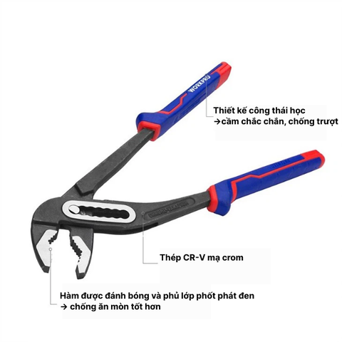 Kìm mỏ quạ bằng thép CR-V 250mm Workpro WP231029