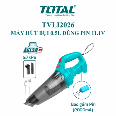 Máy hút bụi 0.5L dùng pin 11.1V Total TVLI2026