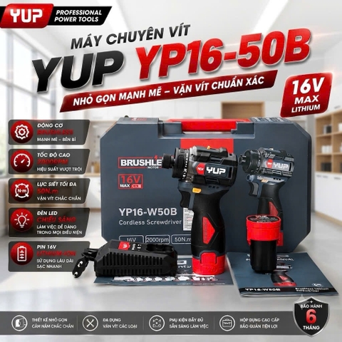 Máy bắn vít pin 16.8v lực 50N.m cấp trượt Yup YP16-W50B