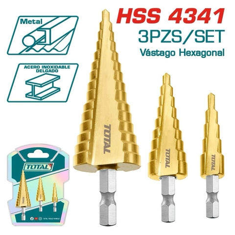 Bộ 3 mũi khoan bậc thang Total TAC80402