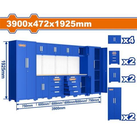 Bộ 8 Tủ lưu trữ đồ nghề trong gara 3300x472x1925mm Wadfow WCS3A10