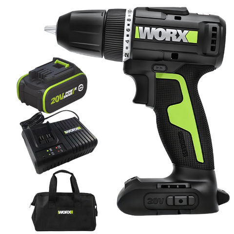 Máy khoan pin 20V 50Nm có búa Worx WE213.15.6B (1pin 5Ah + 1 sạc 6Ah)