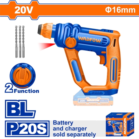 Máy khoan đục bê tông dùng pin 20V-16mm (không kèm pin sạc) Wadfow WLM1516