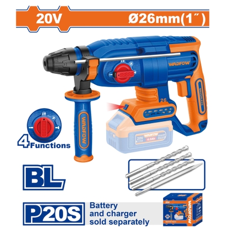 Thân máy khoan đục bê tông không chổi than pin 20V 26mm Wadfow WLM1526