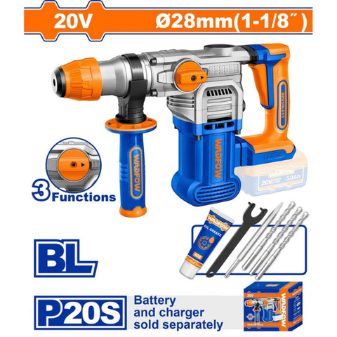 Máy khoan đục dùng pin 20V-28mm (không kèm pin và sạc)  Wadfow WLM1528