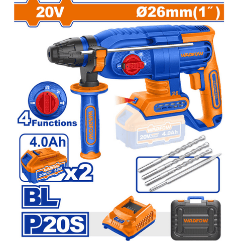 Máy khoan đục bê tông dùng pin 20V 26mm (không chổi than) Wadfow WLM1B262