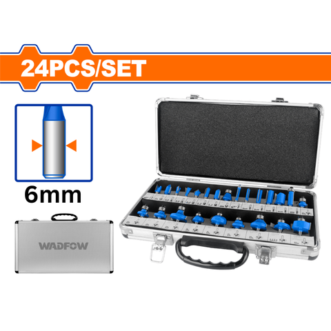 Bộ 24 mũi phay gỗ 6mm Wadfow WRG6P06