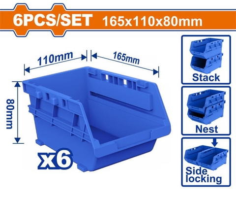 Bộ 6 khay đựng phụ kiện 165x100x80mm Wadfow WTB8336