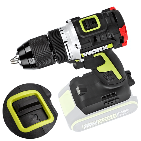 Máy khoan pin 20V, 55Nm Worx Green WU182.12.2B (1 pin 2Ah + 1 sạc 2Ah)