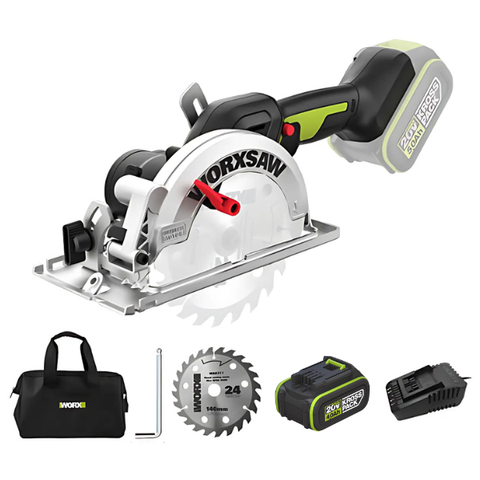 Máy cưa đĩa pin 20V, 140mm Worx WU535.14.2B (1 pin 4Ah + 1 sạc 2Ah)