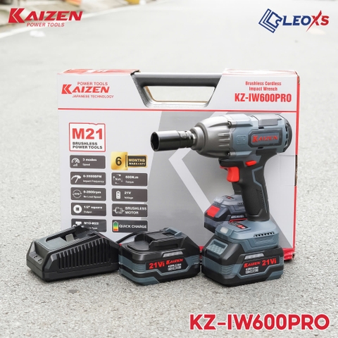 Máy siết bulong không chổi than (2pin 4ah, 1 sạc) KAIZEN KZ-IW600PRO