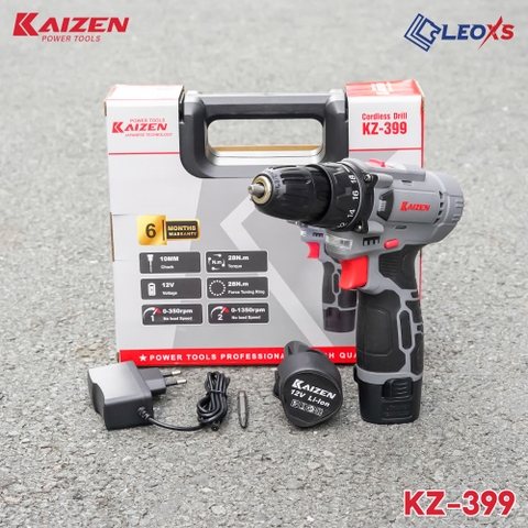 Máy khoan pin 2 chức năng 10mm 28 N.m KAIZEN  KZ-399