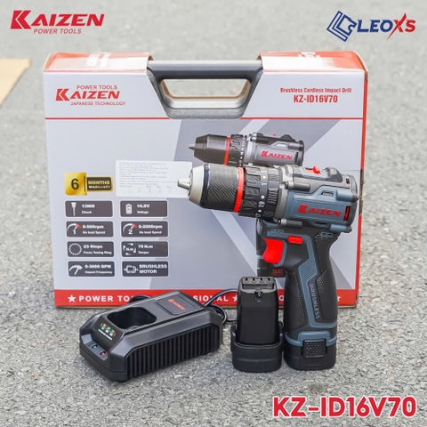 Máy khoan pin 3 chức năng 13mm 70Nm không chổi than KAIZEN  KZ-ID16V70