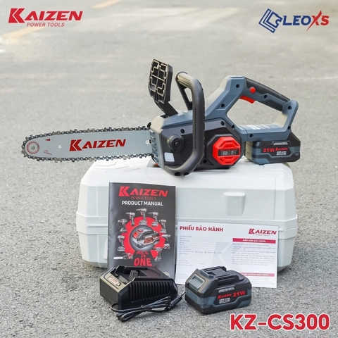 Máy cưa xích dùng pin, không chổi than ( 2pin 4Ah) Kaizen KZ-CS300 (có phun nhớt tự động)
