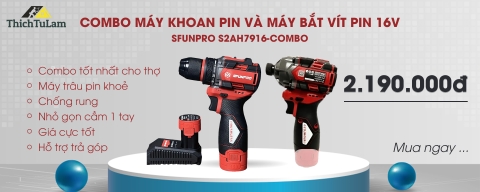 SLIDER COMBO MÁY KHOAN PIN VÀ MÁY BẮT VÍT PIN 16V SFUNPRO S2AH7916-COMBO