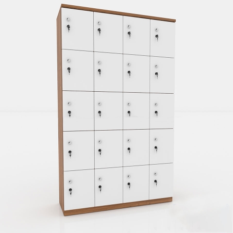 Tủ locker 20 ngăn bằng gỗ màu trắng - LKG 08
