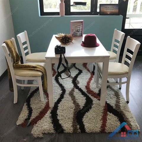 Bàn ăn cabin 4 ghế màu trắng - BA 07