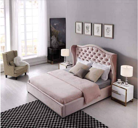 giường ngủ gỗ bọc nỉ cổ điển - GN 37