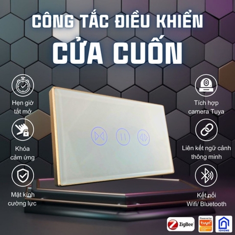 Bộ Công Tắc Điều Khiển Cửa Cuốn Qua Điện Thoại TUYA Wifi Từ Xa Bằng App Giọng nói Cài Đặt Hẹn Giờ Smart Life Cao Cấp