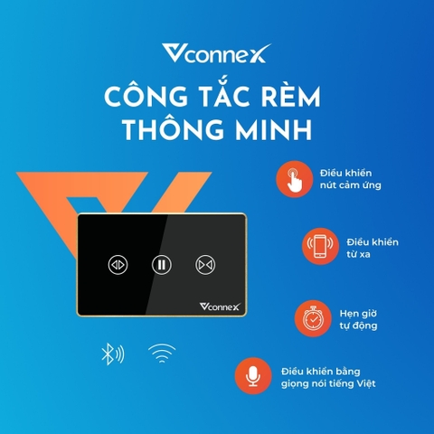 Công tắc rèm thông minh VCONNEX wifi cảm ứng điều khiển đóng mở động cơ từ xa qua điện thoại