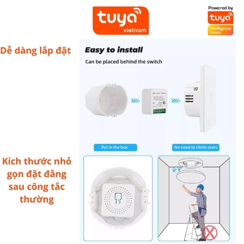 Công tắc thông minh wifi TUYA Module 16 A mini theo dõi bật tắt máy bơm nước thiết bị điện từ xa qua điện thoại