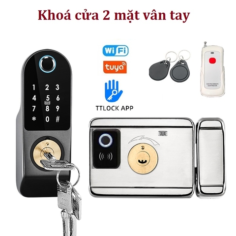 Ổ khoá vân tay thông minh wifi TUYA TTLOCK cửa sắt phòng trọ theo dõi người ra vào điều khiển đóng mở qua điện thoại