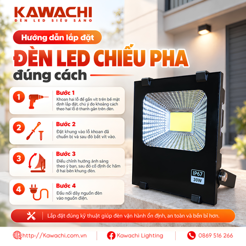 HƯỚNG DẪN LẮP ĐẶT ĐÈN PHA LED ĐÚNG CÁCH