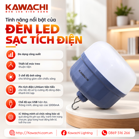 TÍNH NĂNG NỔI BẬT CỦA ĐÈN LED SẠC TÍCH ĐIỆN KAWACHI