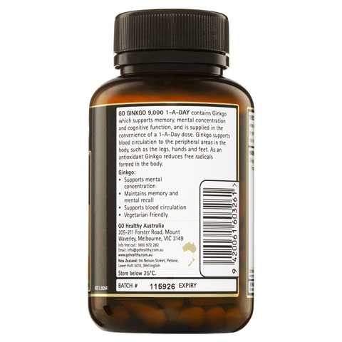 Viên uống bổ não Go Ginkgo 9000 Go Healthy hộp 60 viên 