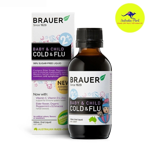 Siro trị ho, cảm cúm cho trẻ Brauer Cold and Flu