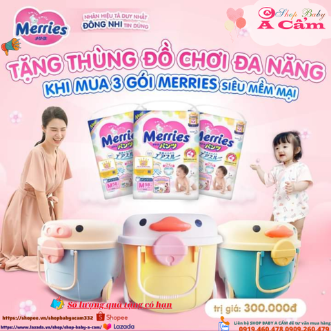 📣📣KHUYẾN MÃI✨🎁TẶNG THÙNG ĐỒ CHƠI ĐA NĂNG 🎁✨ KHI MUA 3 GÓI MERRIES SIÊU MỀM MẠI 💥TẠI💥💢SHOP BABY A CẨM💢💥